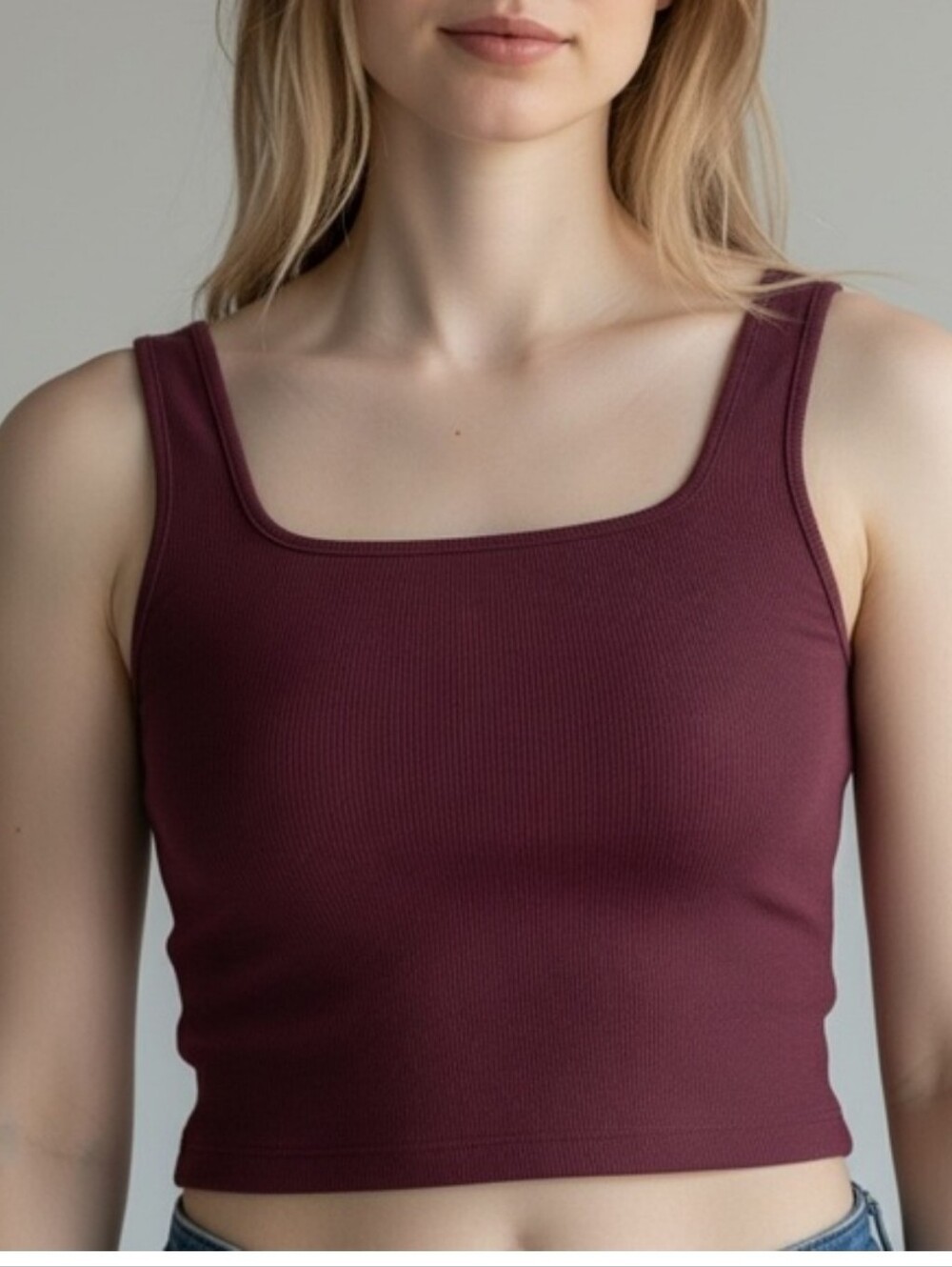 Old Navy Maroon Cropped Ribbed Tank - Medium Tall M/T